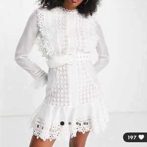 asos design white long sleeve dress